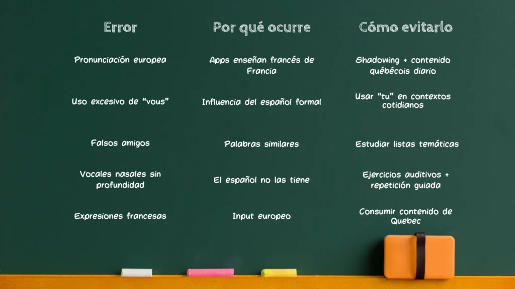 Errores típicos de hispanohablantes al aprender francés
